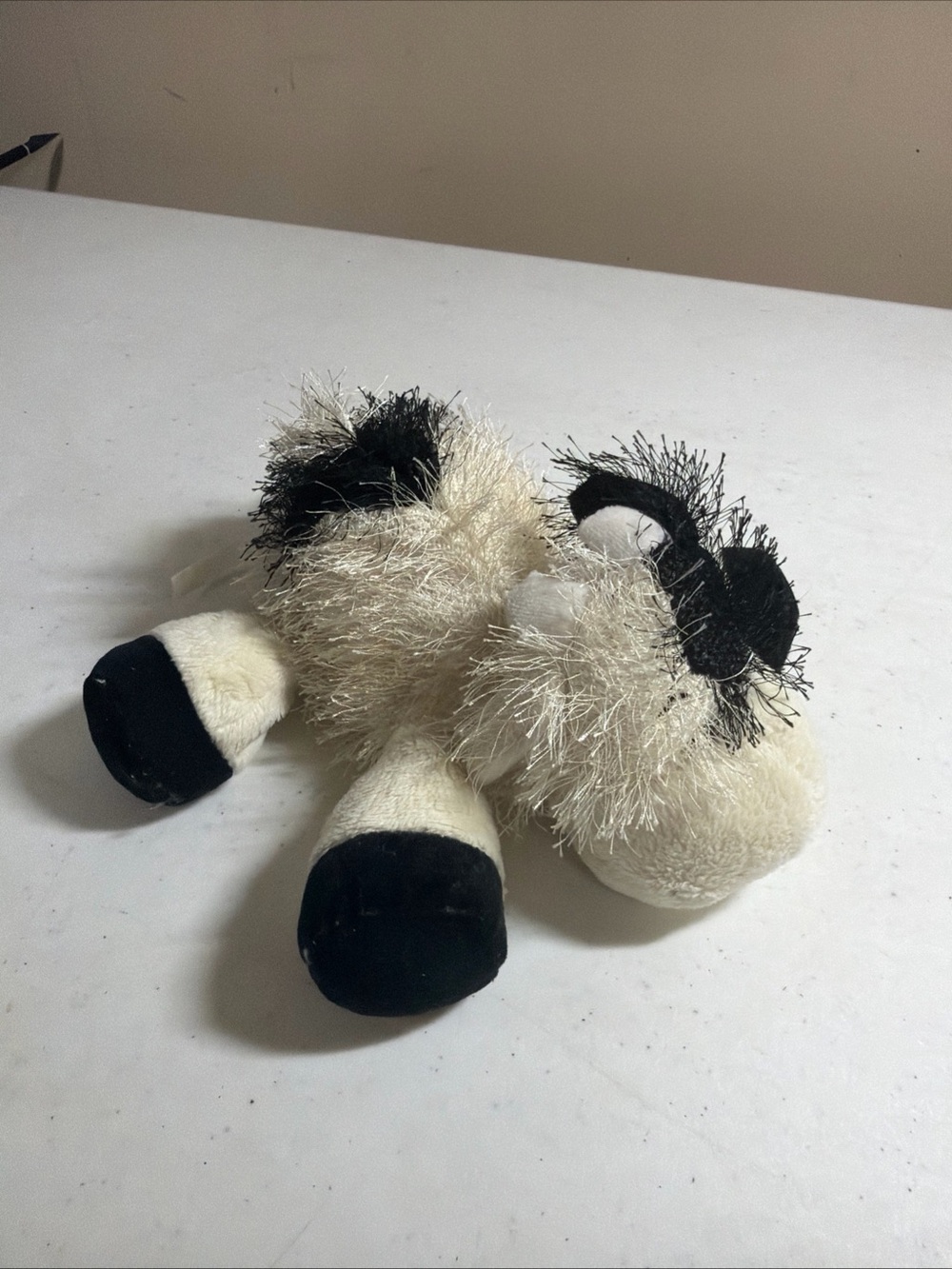 GANZ Cream and Black Fluffy Sheep Plush